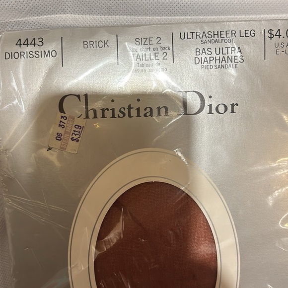 Vintage Christian Dior New sealed Hoisery pantyhose ultra sheer Size 2 Brick - Picture 4 of 5